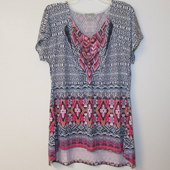 Tops - Short Sleeve Tunic Top, Womens, Size - M